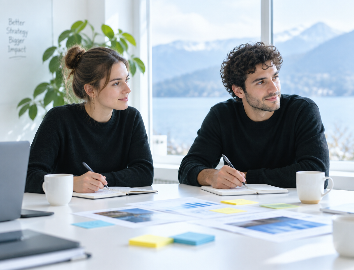 Strategiegespräch am Tisch mit Notizen